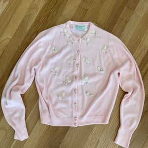 Vintage Cottagecore De Pinna Pink Cardigan